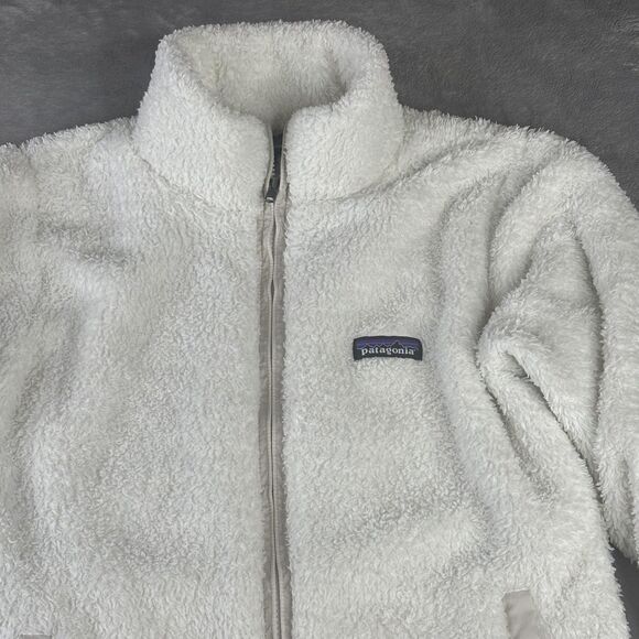 Patagonia Jacket Womens Medium White Las Gatos Fleece Lined Full Zip Winter - Picture 2 of 10